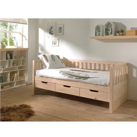 Kaptenivoodi+3 sahtlit Fritz 90x200 naturaalne mänd