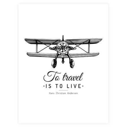 Poster To Travel 30x40 valge