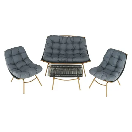 Aiamööbli komplekt Galante diivan+2 tugitooli+laud hall/beež