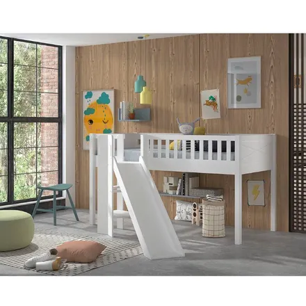 Voodi liumäega Scott 90x200 valge
