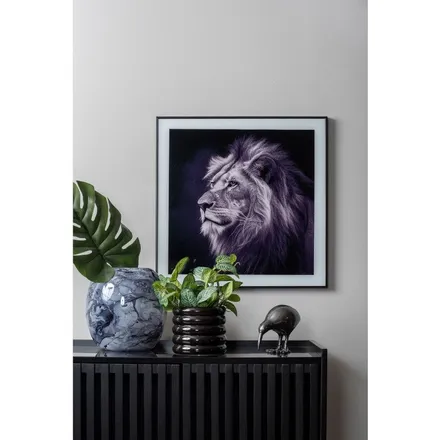 Seinapilt Lion 50x50 must/valge