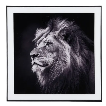 Seinapilt Lion 50x50 must/valge