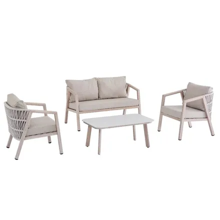 Aiamööbli komplekt Ancona laud+ diivan+2 tooli beež