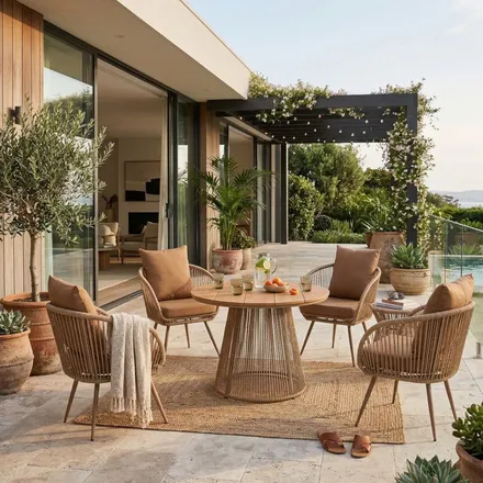 Aiamööbli komplekt Lucca laud + 4 tooli pruun