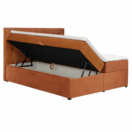 Pesukastiga kontinentaalvoodi Marina pocket 140x200 cm oranž