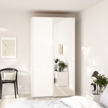 Lükandustega riidekapp Como 2lu+peegel valge