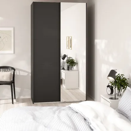 Lükandustega riidekapp Como 2lu+peegel must