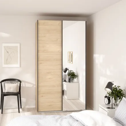 Lükandustega riidekapp Como 2lu+peegel hickory tamm