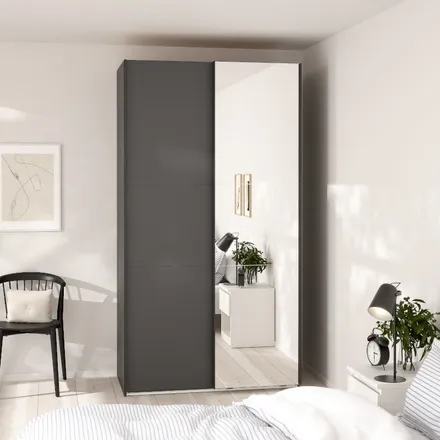 Lükandustega riidekapp Como 2lu+peegel tumehall