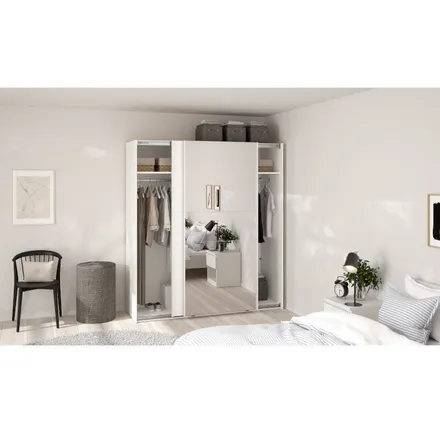 Lükandustega riidekapp Como 2lu+peegel valge