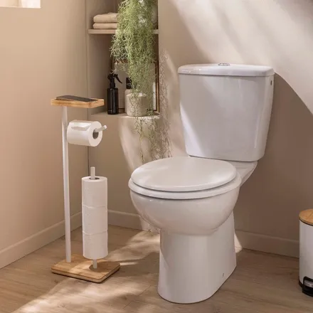 WC-paberihoidja+riiul H65.5 valge/bambus