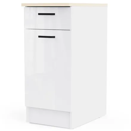 Alumine köögikapp Bianco 1u1s valge kõrgläige/tamm