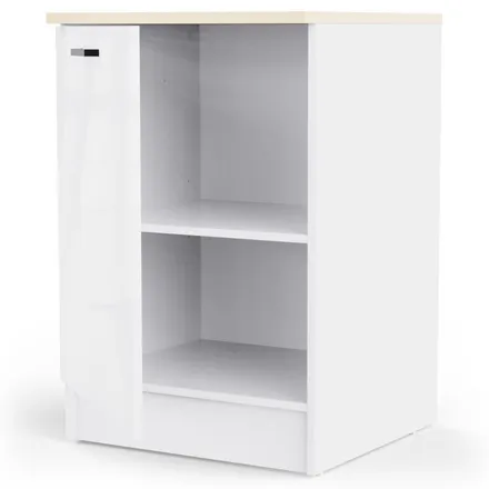 Alumine köögikapp Bianco 1u valge kõrgläige/tamm