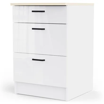 Alumine köögikapp Bianco 3s valge kõrgläige/tamm