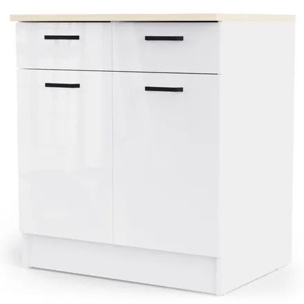 Alumine köögikapp Bianco 2u2s valge kõrgläige/tamm