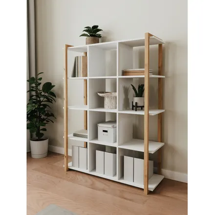 Raamaturiiul Denver artisan tamm/valge