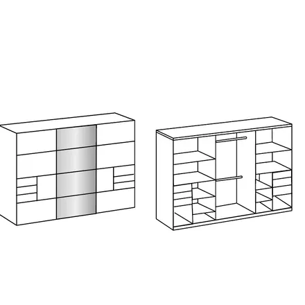Riidekapp Tilburg 3u6s grafiit/must klaas