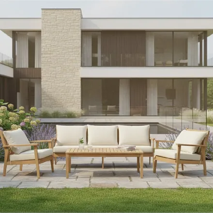 Aiamööbli komplekt Zamora laud+2 tooli+diivan kreem