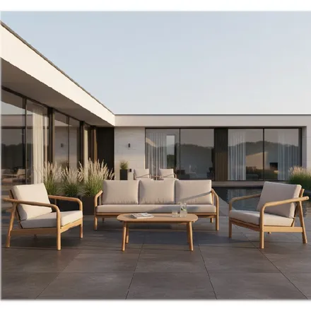 Aiamööbli komplekt William laud+2 tooli+diivan hall