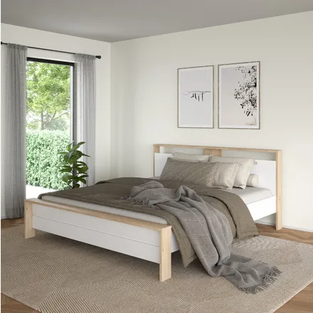 Voodi Next 180x200 hickory/valge kõrgläige