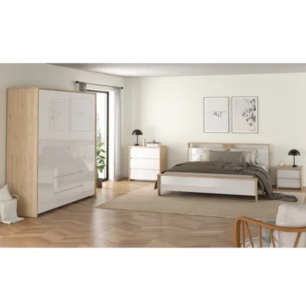 Voodi Next 180x200 hickory/valge kõrgläige