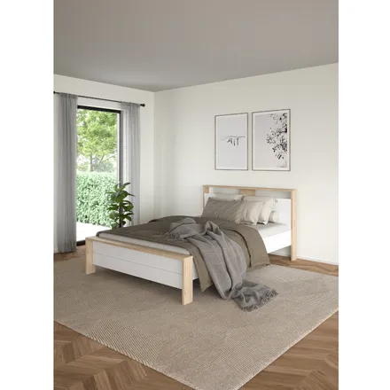 Voodi Next 140x200 hickory/valge kõrgläige