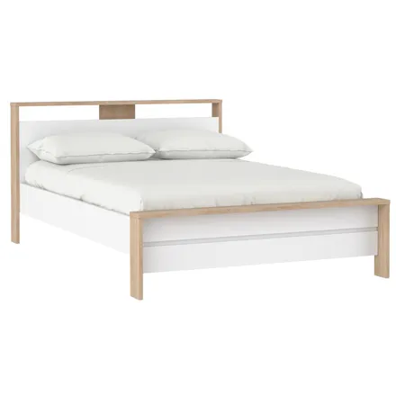 Voodi Next 140x200 hickory/valge kõrgläige
