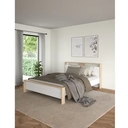 Voodi Next 160x200 hickory/valge kõrgläige
