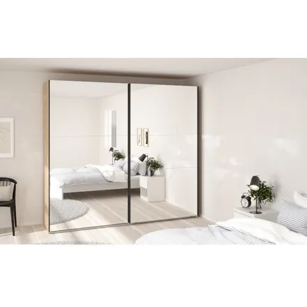 Lükandustega riidekapp Como 2lu+peegel 245 hickory