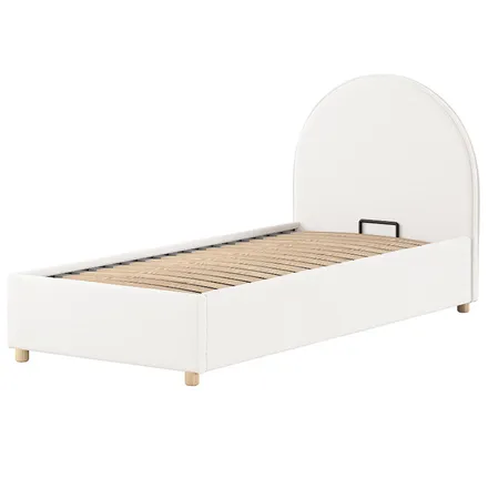 Pesukastiga voodi Moon 90x200 valge