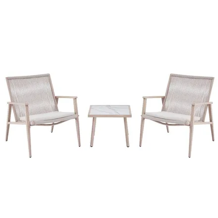 Aiamööbli komplekt Pisa laud+2 tooli hall