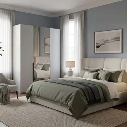 Riidekapp+peegel New York A Black 3u valge