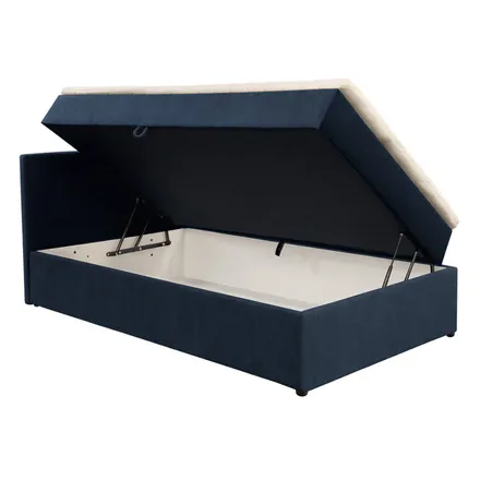 Pesukastiga kontinentaalvoodi Clara pocket 90x200 cm tumesinine