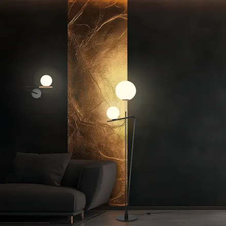 Select põrandalamp Flaming must/kuldne