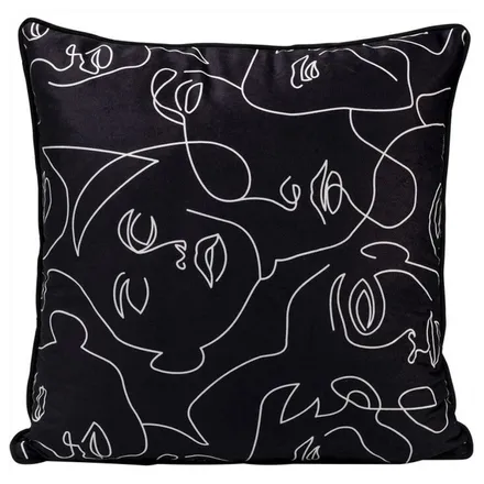 Dekoratiivpadi Faces 45x45 must/valge