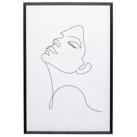 Seinapilt Drawing Lady 63x93 must/valge