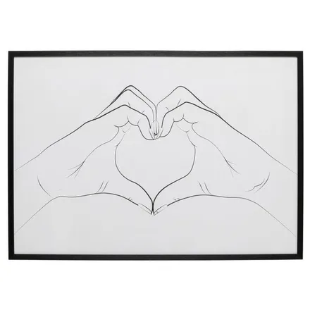Seinapilt Heart Hands 103x73 must/valge