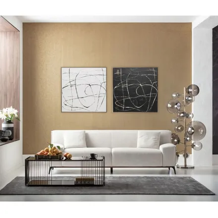 Seinapilt Sketch 120x120 valge/must