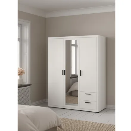 Riidekapp+peegel Mira 3u valge