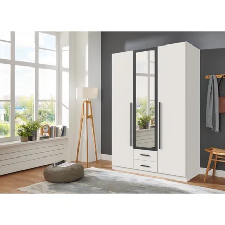 Riidekapp+peegel Marburg 2u2s valge/grafiit