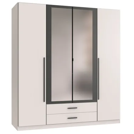 Riidekapp+peegel Marburg 2u2s valge/grafiit