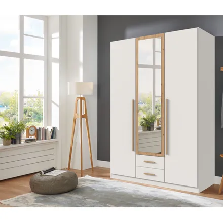 Riidekapp+peegel Marburg 2u2s valge/artisan tamm