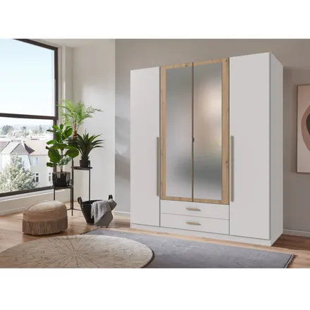 Riidekapp+peegel Marburg 2u2s valge/artisan tamm