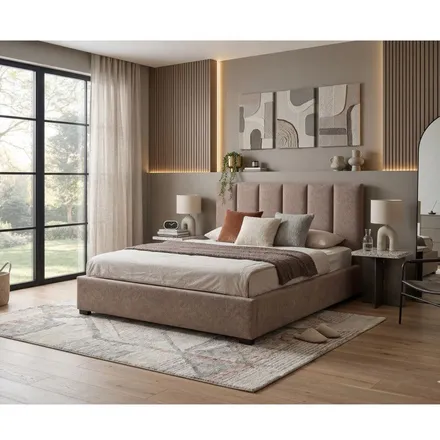Pesukastiga voodi Hugo 180x200 helepruun
