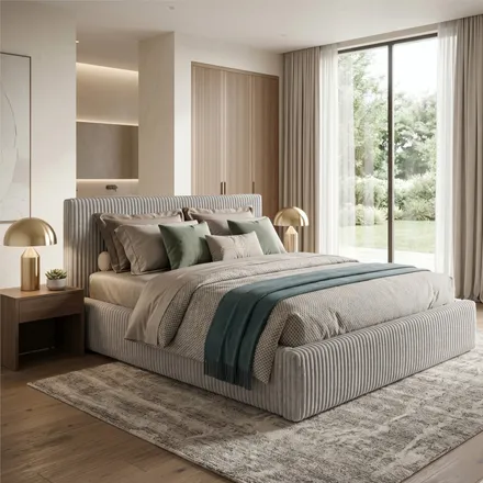 Pesukastiga voodi Farese 180x200 helehall