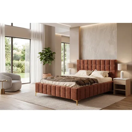 Pesukastiga voodi Grid 160x200 pronks