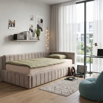 Pesukastiga voodi Teddy 90x200 parem beež