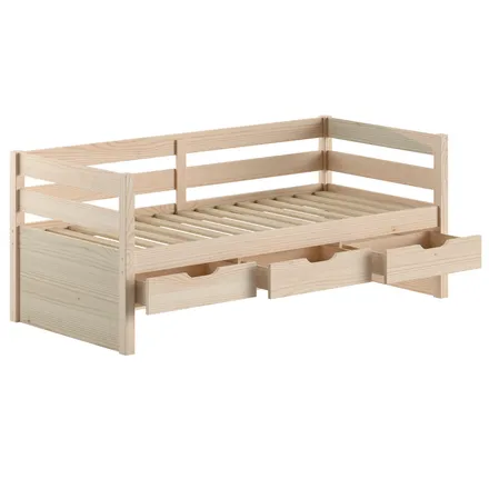 Vipack kaptenivoodi+3 sahtlit Margrit 90x200 hele mänd
