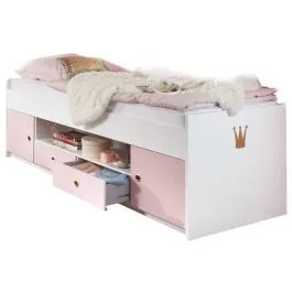Voodi Cindy2 90x200 valge/roosa