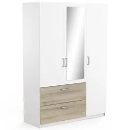 Riidekapp peegliga Ready2 3u2s kronbergi tamm/valge